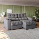 Ver imagem 1 de Sofá 230cm com Porta Copos Retrátil e Reclinável Premier Cinza Suede Titânio
