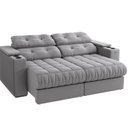 Ver imagem 5 de Sofá 230cm com Porta Copos Retrátil e Reclinável Premier Cinza Suede Titânio