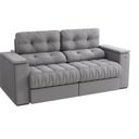 Ver imagem 2 de Sofá 230cm com Porta Copos Retrátil e Reclinável Premier Cinza Suede Titânio