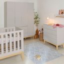 Ver imagem 1 de Kit Quarto Infantil com Pés Square Mel - Cômoda Elfe 4 Gavetas + Guarda-Roupa Elfe + Berço Mini Cama