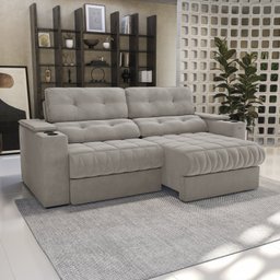Sofá 260cm com Porta Copos Retrátil e Reclinável Premier - 1