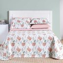 Ver imagem 1 de Kit Cobre Leito Colcha Maggy Casal 3 Peças Dupla Face Percale 200 Fios Hortencia Floral Rosa