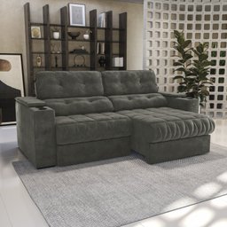 Sofá 260cm com Porta Copos Retrátil e Reclinável Premier - 1