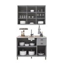 Ver imagem 5 de Armário Cozinha Modulada Compacta Americana 100% MDF 120cm Provence Multimóveis Crink-CPT013 Cinza
