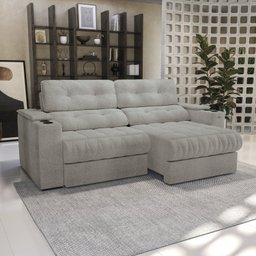 Sofá 260cm com Porta Copos Retrátil e Reclinável Premier - 1
