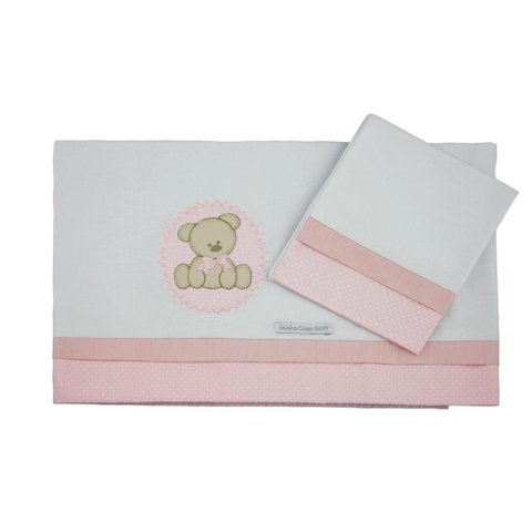 Lençol de Carrinho Urso Bolacha Rosa