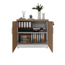 Ver imagem 6 de Armário Baixo Escritório 2 Portas MDP 80cm Macadâmia com Branco F5 Office