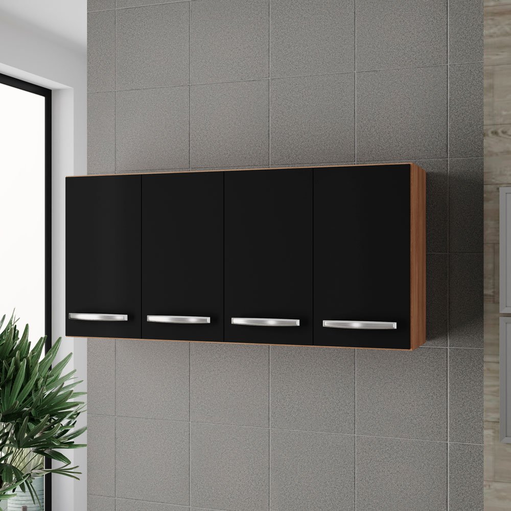 Ver imagem 5 de Armario Aereo 120 Cm 4p Mara Savana Preto Mobbs