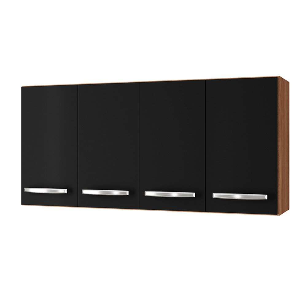 Armario Aereo 120 Cm 4p Mara Savana Preto Mobbs - 1