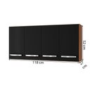 Ver imagem 3 de Armario Aereo 120 Cm 4p Mara Savana Preto Mobbs