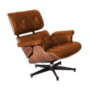 Ver imagem 5 de Poltrona Charles Eames com Puff Couro Envelhecido Linha Premium Design Atemporal Sala Luxo - Castor