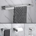 Ver imagem 3 de Kit Acessórios para Banheiro Acabamento Quadrado Aço Inox Escovado 4 Peças