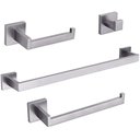 Ver imagem 1 de Kit Acessórios para Banheiro Acabamento Quadrado Aço Inox Escovado 4 Peças