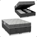 Ver imagem 1 de Cama Box Baú Casal Bipartido + Colchão D33 One Face - Suede Cinza - e-Shop Casa