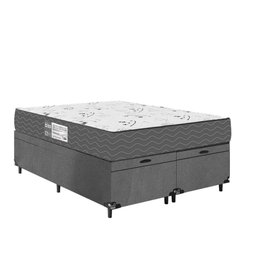 Baú Casal Bipartido + Colchão D33 One Face - Suede Cinza - E-shop Casa - 2
