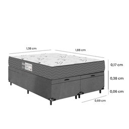 Baú Casal Bipartido + Colchão D33 One Face - Suede Cinza - E-shop Casa - 5