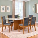 Ver imagem 1 de Conjunto Sala de Jantar Mesa Lana 160cm Tampo MDF Vidro Canto Reto 6 Cadeiras Evelin