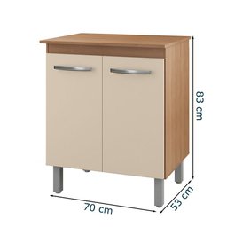 Balcão Multiuso com Tampo 70 Cm 2p Serena Savana Off White Mobbs - 3