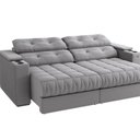 Ver imagem 5 de Sofá 260cm com Porta Copos Retrátil e Reclinável Premier Cinza Suede Titânio