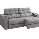 Ver imagem 4 de Sofá 260cm com Porta Copos Retrátil e Reclinável Premier Cinza Suede Titânio