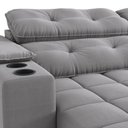 Ver imagem 6 de Sofá 260cm com Porta Copos Retrátil e Reclinável Premier Cinza Suede Titânio