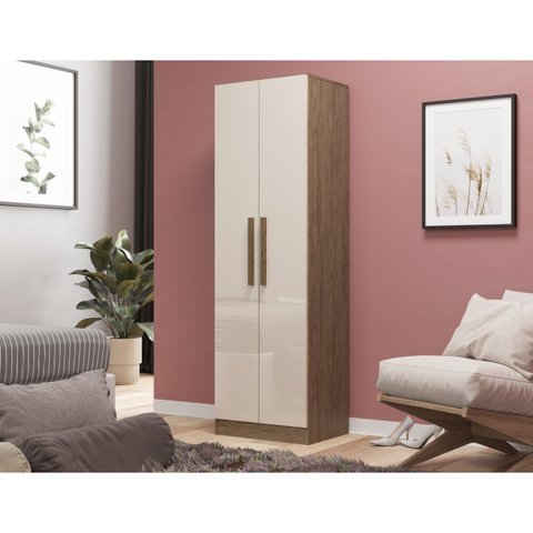 Sapateira 2 Portas para até 10 Pares Marrom/Wood/Cristalo