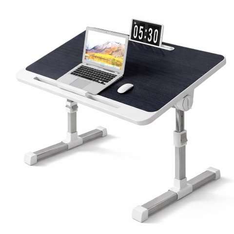 Mesa Notebook Ajustável Dobrável Alumínio Madeira Multiuso Cama Sofá Estudo Café Articulável