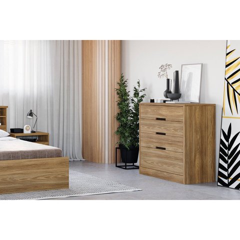 Cômoda para Quarto 4 Gavetas S824 Gold Marrom/Nogueira