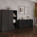 Ver imagem 1 de Conjunto Sala de Jantar 2 Peças Armário Alto e Buffet Balcão Hera - Via Nossa - Preto