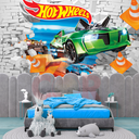 Ver imagem 3 de Papel de Parede Infantil Hotwheels Parede Tijolinho 1m²