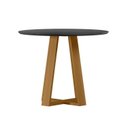Ver imagem 2 de Mesa para Sala de Jantar Tampo Redondo com Vidro 100cm Vitória Marrom/Ype/Preto