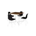 Ver imagem 2 de Mesa Industrial Base Ferro Branco em V Tampo 90x90 Amendoa 4 Cadeiras Eames Ferro Assento Preto