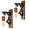 Kit 2 Arandelas Luminárias de Parede Colonial Vintage Retrô em Madeira Cor Mogno - 3