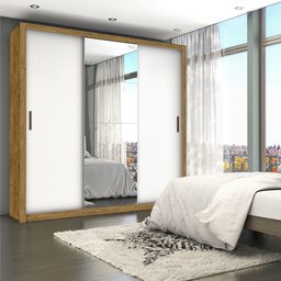 Guarda-roupa Casal 4 Espelhos 3 Portas de Correr 4 Gavetas Max Plus Espresso Móveis - 1