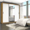 Ver imagem 1 de Guarda-Roupa Casal 4 Espelhos 3 Portas de Correr 4 Gavetas Max Plus Espresso Móveis Marrom/Cinamomo Branco