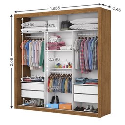 Guarda-roupa Casal 4 Espelhos 3 Portas de Correr 4 Gavetas Max Plus Espresso Móveis - 5