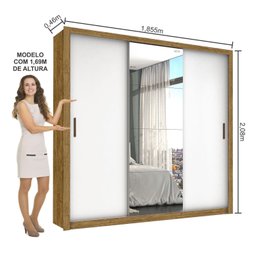 Guarda-roupa Casal 4 Espelhos 3 Portas de Correr 4 Gavetas Max Plus Espresso Móveis - 4
