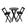 Conjunto Bistrô Dobrável em Madeira – 3 Peças Preto - 4