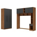 Ver imagem 2 de Guarda-roupa Casal Modulado Lugano 7 Portas 3 Gavetas Nogal/grafite - Hecol Móveis