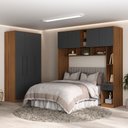 Ver imagem 1 de Guarda-roupa Casal Modulado Lugano 7 Portas 3 Gavetas Nogal/grafite - Hecol Móveis