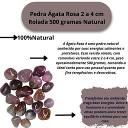 Pedra Ágata Rosa 2 a 4 Cm Rolada 500 Gramas Natural - 4