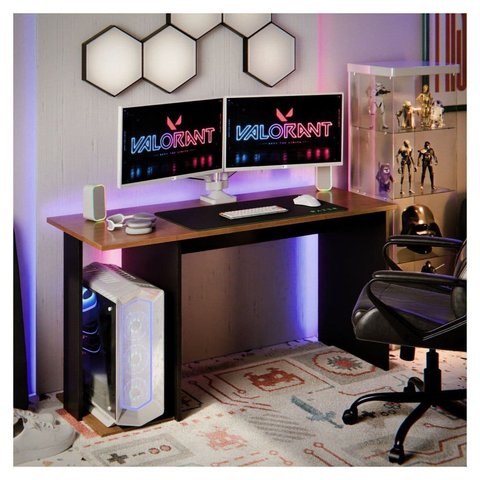 Mesa Gamer para Pc Escrivaninha 2 Monitores Setup Escritório Quarto Valorant