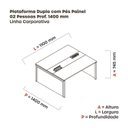 Ver imagem 3 de Estação de Trabalho Mesa Plataforma Escritório Dupla para 2 Pessoas com Caixa de Tomada Pé Painel Branco