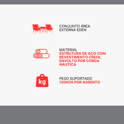 Conjunto para Área Externa Eden com 2 Cadeiras, 1 Mesa - 4
