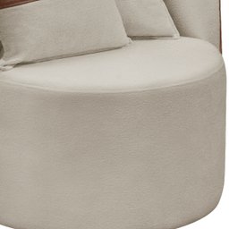 Kit 2 Poltrona Orgânica Base Giratória Maya Corino Nozes e Boucle Bege Redonda Decorativa - Arkell - 3