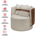 Ver imagem 7 de Kit 2 Poltrona Orgânica Base Giratória Maya Corino Nozes e Boucle Bege Redonda Decorativa - Arkell