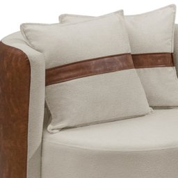 Kit 2 Poltrona Orgânica Base Giratória Maya Corino Nozes e Boucle Bege Redonda Decorativa - Arkell - 4