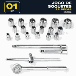 Jogo De Soquete Estriado 1/2 Pol 8 A 32mm 22 Pçs Oz - 3