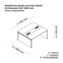Ver imagem 3 de Estação de Trabalho Mesa Plataforma Escritório Dupla para 2 Pessoas com Caixa de Tomada Pé Painel Cinza