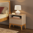 Ver imagem 1 de Mesa de Cabeceira 1 Gaveta 1 Nicho MDF com Pés de Madeira Maciça Bento Yescasa Bege